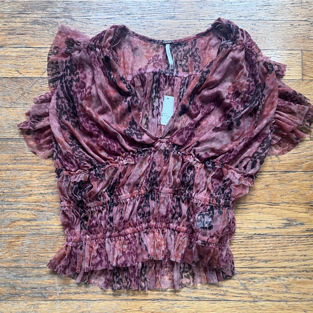 Free People Mauve Pink Purple Tulle Top S